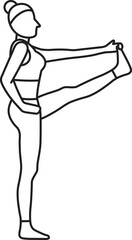 Simple vector illustration of Utthitahasta Padangushthasana, yoga asana, healthy lifestyle, sports, doodle and sketch