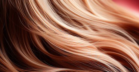 Blonde hair close-up as background. Women's long natural blonde hair. Styling wavy shiny curls - AI generated image - obrazy, fototapety, plakaty