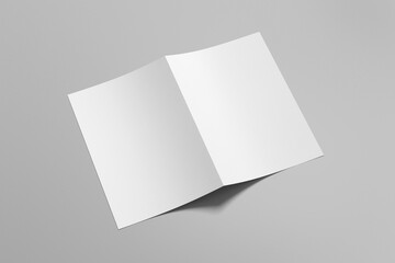 Realistic blank A4 bifold brochure for mockup isolated on gray background