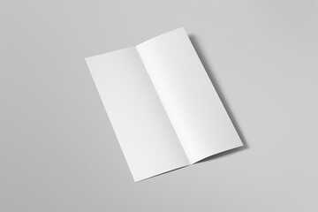 Realistic blank A4 bifold brochure for mockup isolated on gray background