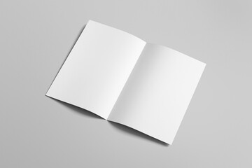 Realistic blank A4 bifold brochure for mockup isolated on gray background