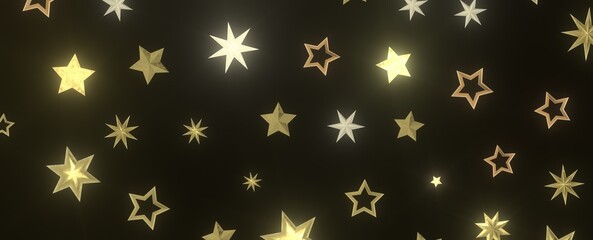 Falling Holiday Astral Radiance: Magnificent 3D Illustration of Descending Stellar Illumination for Christmas