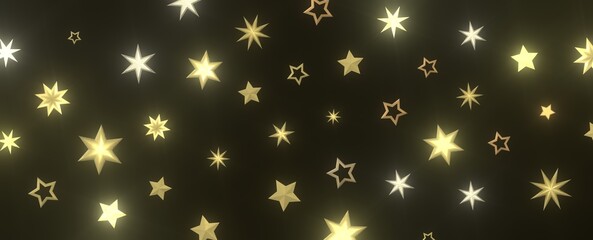 Festive Celestial Cascade: Mesmerizing 3D Illustration of Descending Christmas Stars