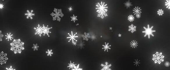 Snowflakes - golden openwork shiny snowflakes, star, 3D rendering.