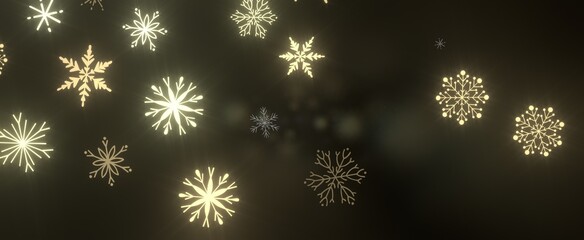 Falling snow at night. Bokeh lights