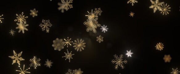 Winter Snow Symphony: Captivating 3D Illustration of Descending Snowflakes for Christmas