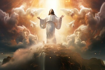 The Transfiguration of Jesus, divine radiance, heavenly manifestation - obrazy, fototapety, plakaty