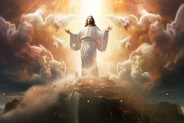 Fotobehang The Transfiguration of Jesus, divine radiance, heavenly manifestation © furyon