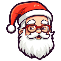 Obraz na płótnie Canvas Father Christmas, Happy Santa Claus with glasses, Cartoon character isolated on transparent background. Generative AI