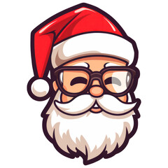 Father Christmas, Happy Santa Claus with glasses, Cartoon character isolated on transparent background. Generative AI