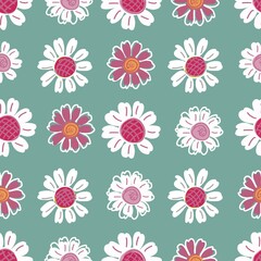 Fototapeta na wymiar Seamless pattern with daisies for textile, fabrics, wallpaper, packaging paper, backgrounds.