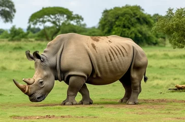 Foto op Plexiglas White Rhino grazing. © MdBillal