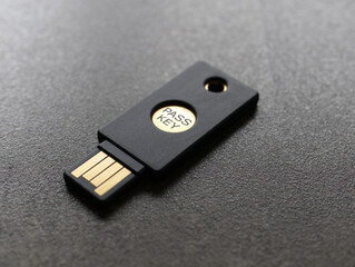 Passkey concept image, a physical USB key can replace passwords