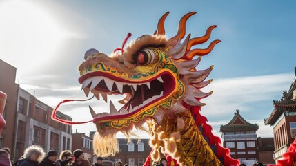 Chinese Dragon under a bright sky.