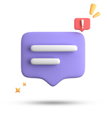 3d rendering of speech bubble, 3D pastel chat with exclamation mark icon set.