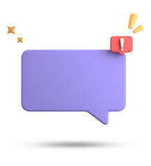 3d rendering of speech bubble, 3D pastel chat with exclamation mark icon set.