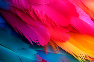 feathers , Chromatic photography, vivid hues, saturated colors, striking composition, harmonious balance, lively atmosphere, direct sunlight