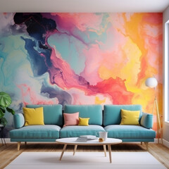  Stylish Multicolored Painting. Abstract Art Texture Wallpaper, Generative Ai