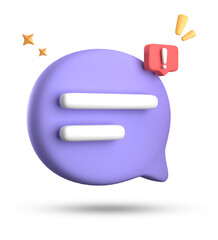 3d rendering of speech bubble, 3D pastel chat with exclamation mark icon set.