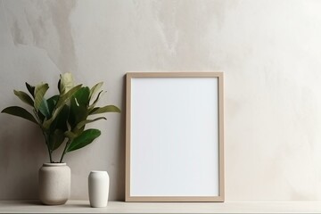Close-up frame in minimalist home environment background. Generative AI - obrazy, fototapety, plakaty