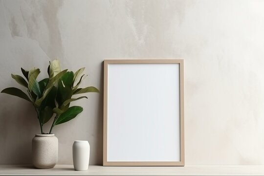 Fototapeta Close-up frame in minimalist home environment background. Generative AI