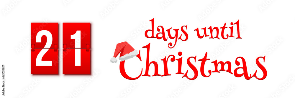Aufkleber countdown of days until christmas, advent calendar with flip numbers template vector illustration. r