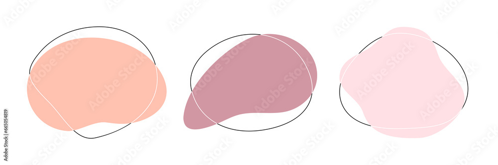 Poster color liquid irregular amoeba blob shapes vector collection isolated on white background. pastel col