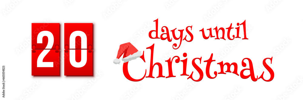 Poster countdown of days until christmas, advent calendar with flip numbers template vector illustration. r