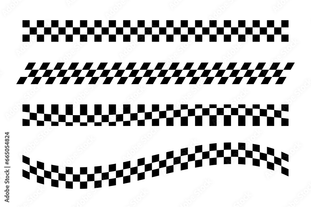 Fototapete black and white checker pattern vector illustration set. abstract checkered chessboard or checkerboa