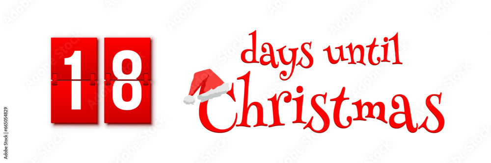 Poster countdown of days until christmas, advent calendar with flip numbers template vector illustration. r