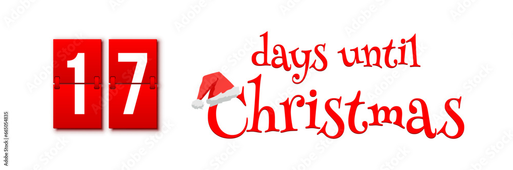 Poster countdown of days until christmas, advent calendar with flip numbers template vector illustration. r