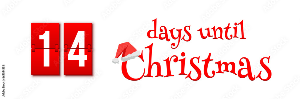 Poster countdown of days until christmas, advent calendar with flip numbers template vector illustration. r