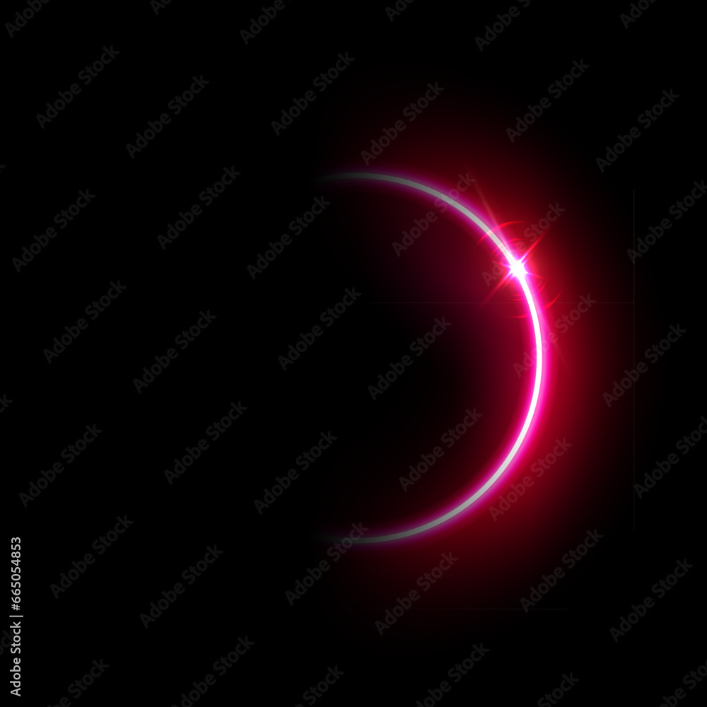 Aufkleber red solar eclipse flare vector illustration. glowing sunlight circle with shining star. energy semic