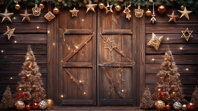 door of the house with Christmas decorations
