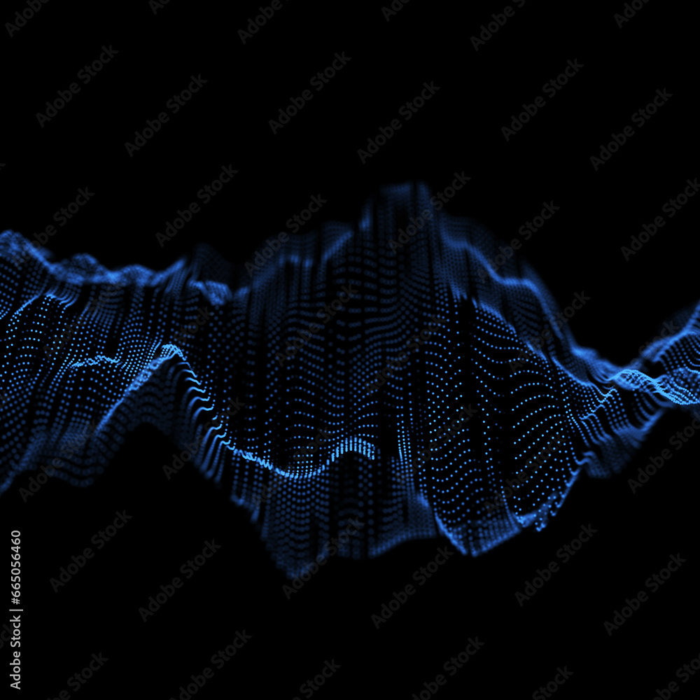 Aufkleber blue digital straight wave. the futuristic abstract halftone background. network connection technolo