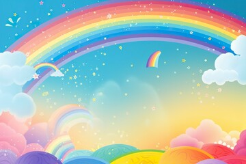 Fototapeta na wymiar Fantasy sky rainbow. Fairy skies rainbows colors, magic landscape and dream sky.