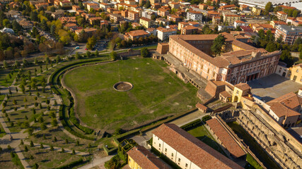 Aerial view of the Ducal Palace in Sassuolo. It is a Baroque villa with a large park located in the...