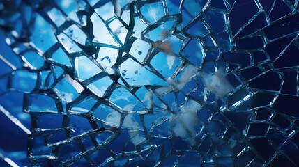 Broken glass with mesmerizing cracks that form unique patterns and textures