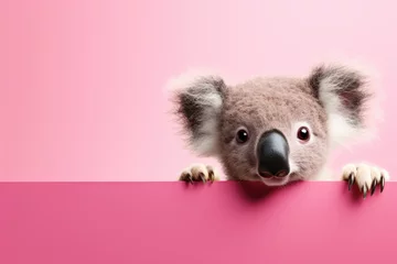 Keuken spatwand met foto koala peeking over color wall, generative ai © AIGen