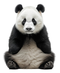 Panda is sitting on the ground facing us - transparent background - generative ai