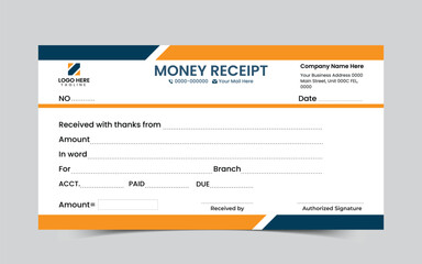 Modern corporate money receipt book design template. sell receipt