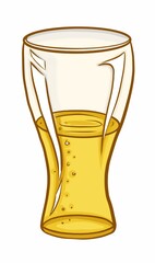 draft filtered beer with bubbles in a large glass