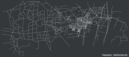 Detailed hand-drawn navigational urban street roads map of the Dutch city of VAASSEN, NETHERLANDS with solid road lines and name tag on vintage background