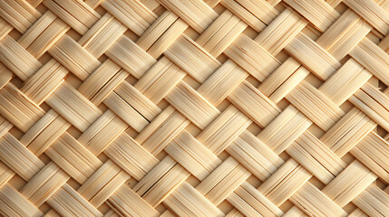 Light woven bamboo texture in a diagonal pattern taken at an angle highlighting the overlapping strips.