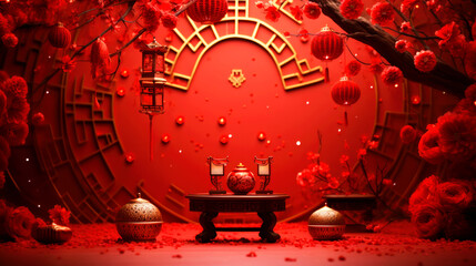 Chinese New Year red indoors background