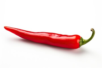 A Red chili pepper is isolated on a white background.