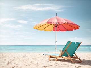 Umbrella and beach chair at summer tropical beach