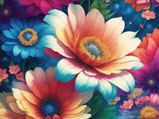 Obraz premium Flowers pattern generated by AI