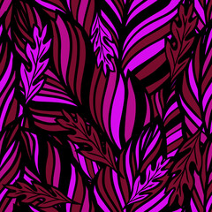 Purple leaves seamless pattern. hand drawing. Not AI, Illustrat3. Vector illustration