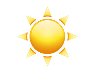 Gradient shinny orange sun or hot weather icon with eight triangular rays
